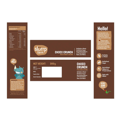 Slurrp Farm Choco Crunch Chocolate Cereal | No Maida, No Refined Sugar, No Added Colour | Ragi Stars and Moons | Healthy Breakfast for Kids | 300 g
