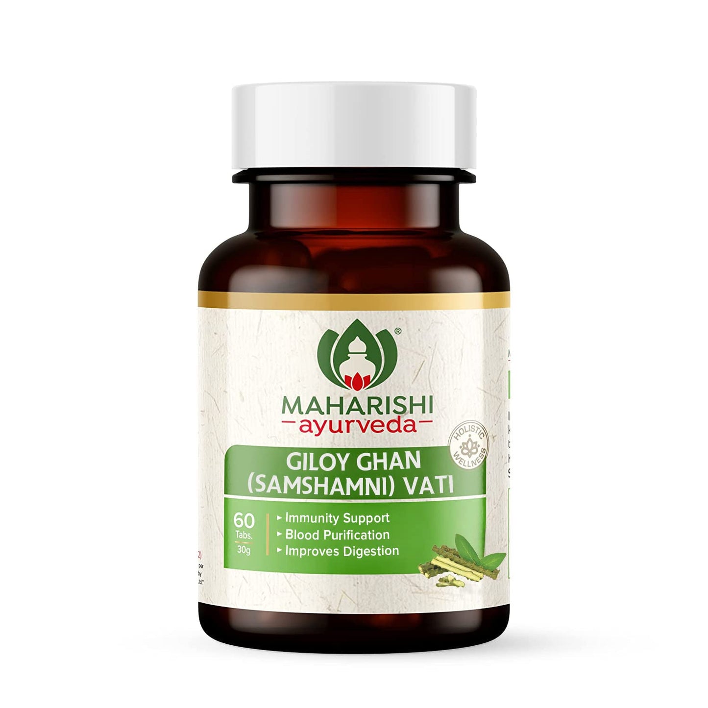 Zephibo Maharishi Ayurveda Giloy Ghan Vati - 100% Natural Immunity Boosting Tablets | Enhances Strength & Stamina | Fights Fatigue | Detoxifies The Body, 60 Tablets
