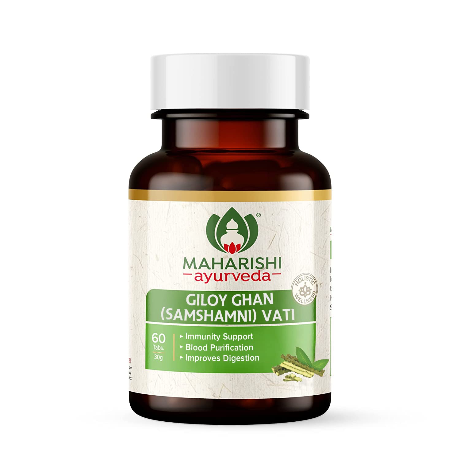 Zephibo Maharishi Ayurveda Giloy Ghan Vati - 100% Natural Immunity Boosting Tablets | Enhances Strength & Stamina | Fights Fatigue | Detoxifies The Body, 60 Tablets
