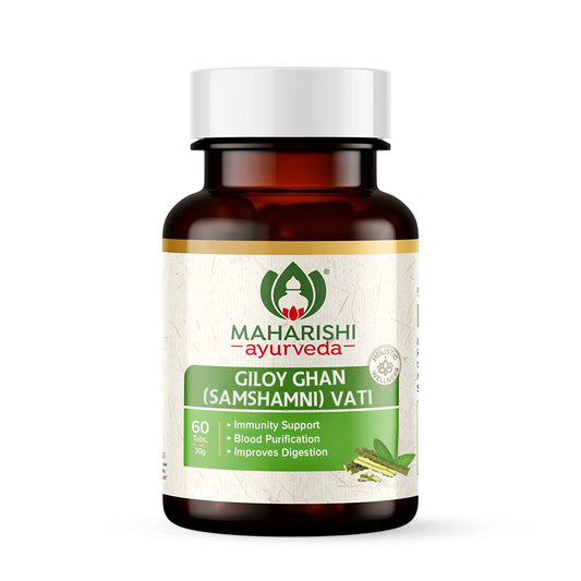 Zephibo Maharishi Ayurveda Giloy Ghan Vati - 100% Natural Immunity Boosting Tablets | Enhances Strength & Stamina | Fights Fatigue | Detoxifies The Body, 60 Tablets
