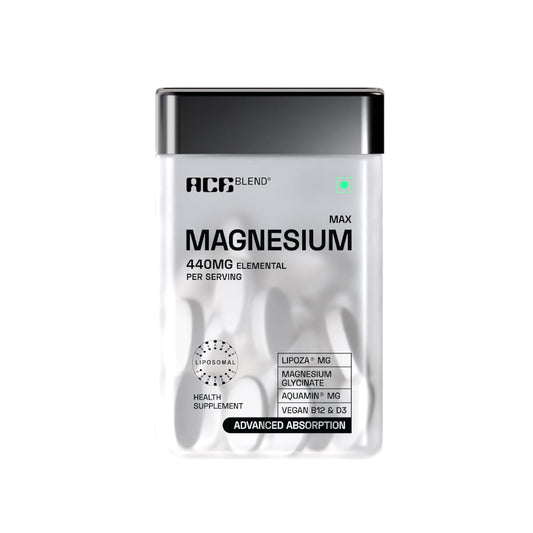 Ace Blend Max Magnesium Glycinate (60 tablets) | 1600mg Triple Complex | 440mg Elemental Magnesium | Calcium, Vegan Vitamin B12 & D3 | Promotes Deep Sleep, Muscle Recovery & Heart Health