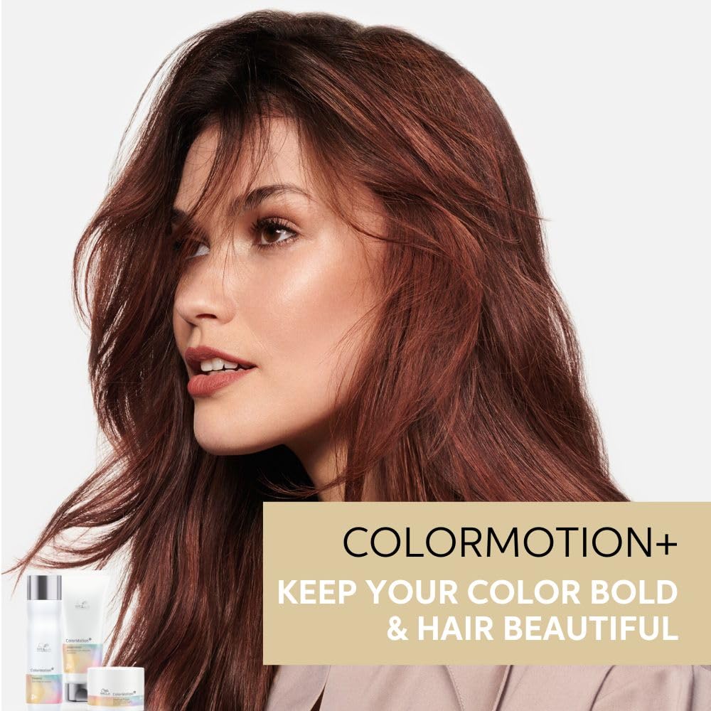 Woman with styled hair, featuring 'ColorMotion+' product packaging.