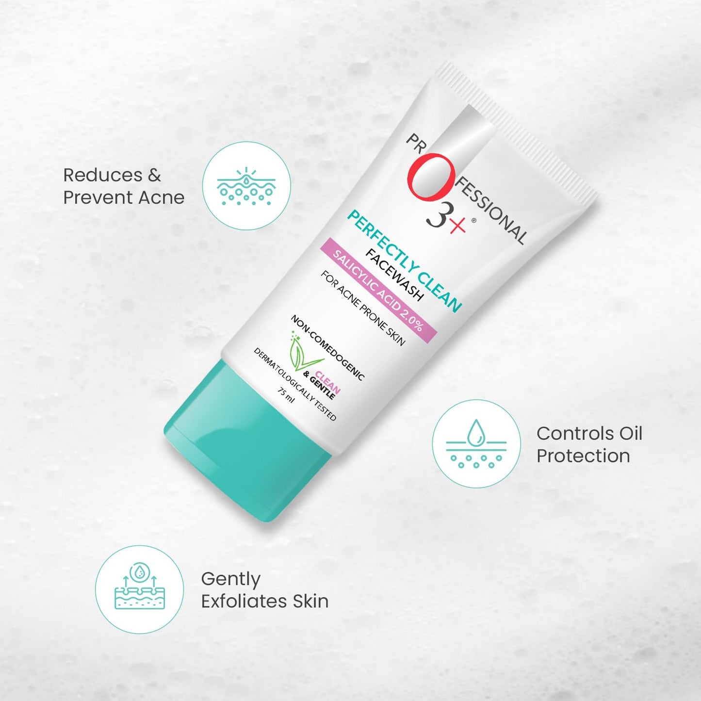 O3+ Perfectly Clean Face Wash With Salicylic Acid 2% For Acne Prone Skin | 75ml