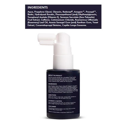 Skincare bottle with ingredients list on a white background