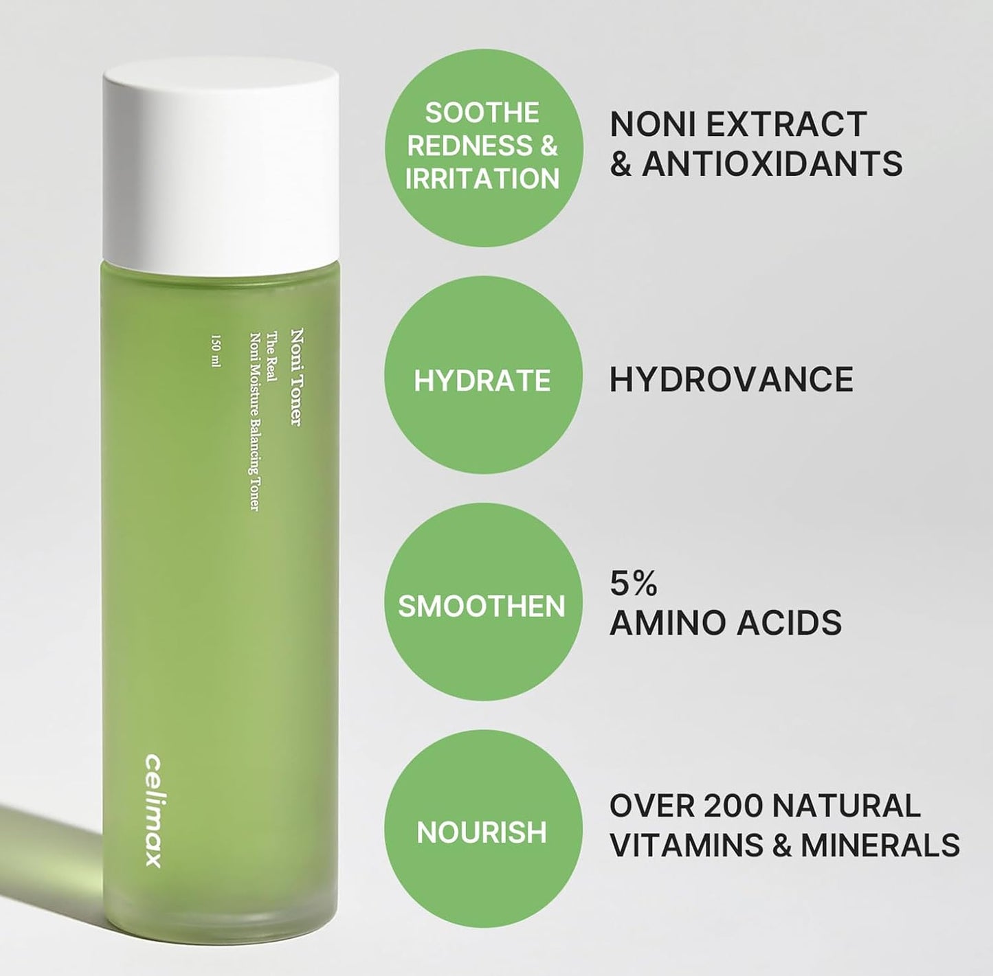 Celimax Noni Moisture Balancing Toner | with Noni Extract, Facial Astringent, Hydrating, Exfoliating, for Sensitive Dry Skin, Fine Lines, Korean Skincare, 150ml