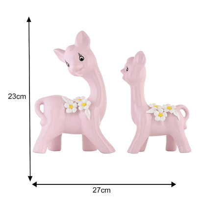 Modern Fox Pair Ceramic Art Figurine | Beautiful Home Decor (Pack of 2, Pink)