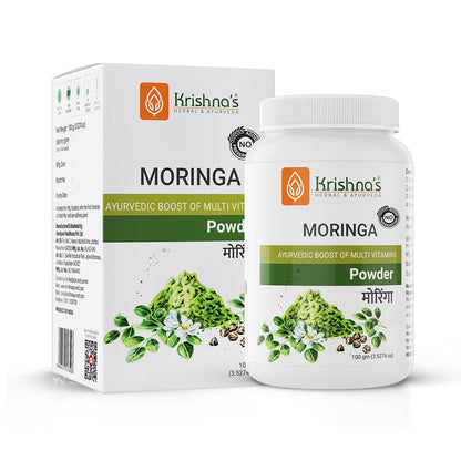 Krishna's Herbal & Ayurveda Pure Moringa Leaf Powder (100gms), Drumstick Leaf Powder Good for Hair, Skin and Immunity, Rich in Multivitamins
