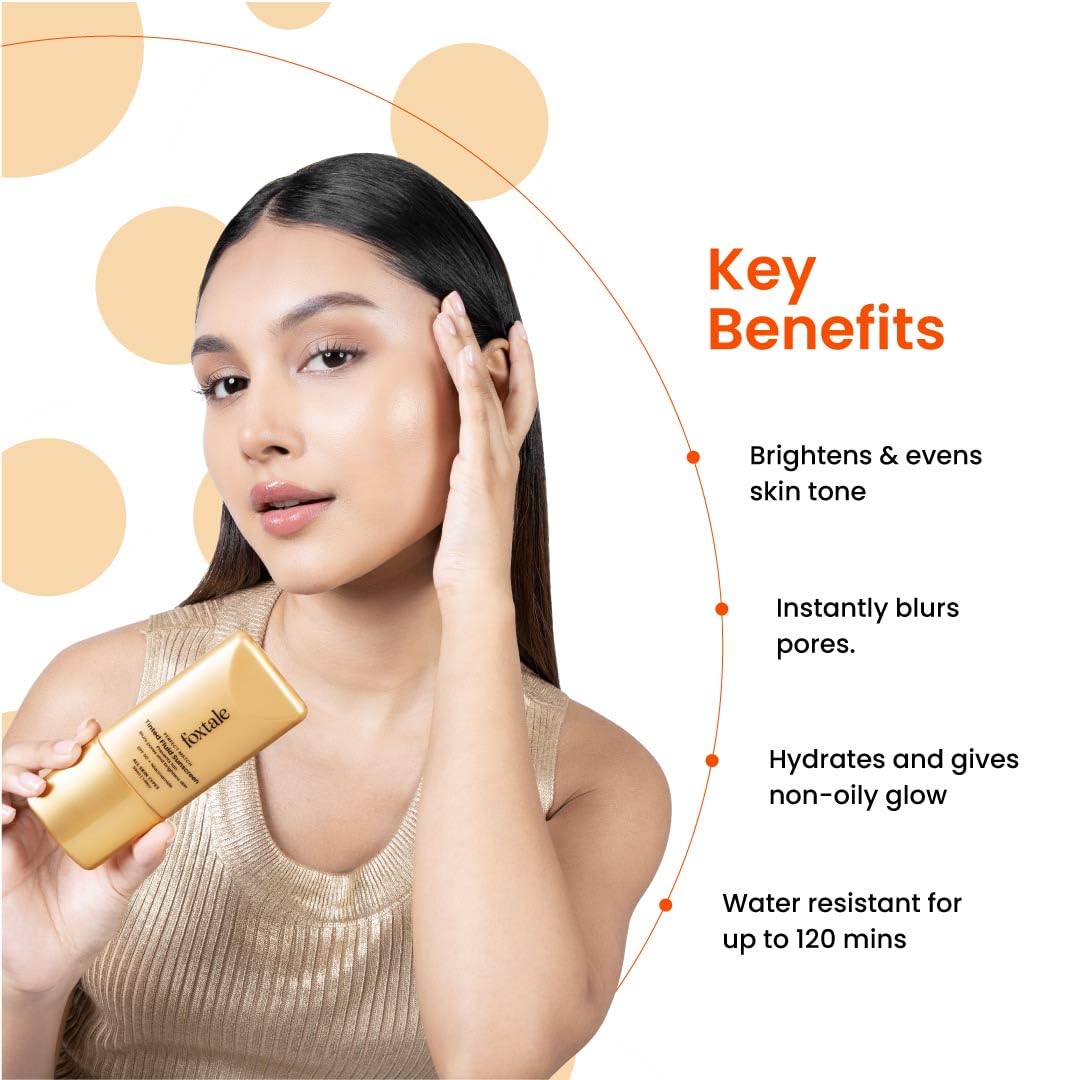 Foxtale SPF 50 Tinted Sunscreen PA++++ - Nude | Niacinamide & Vitamin E | UVA/UVB Protection + BB Cream + Foundation in 1 | Blurs Pores, Evens Tone, Non-Oily Glow | Suitable for All Skin Types | 50ml