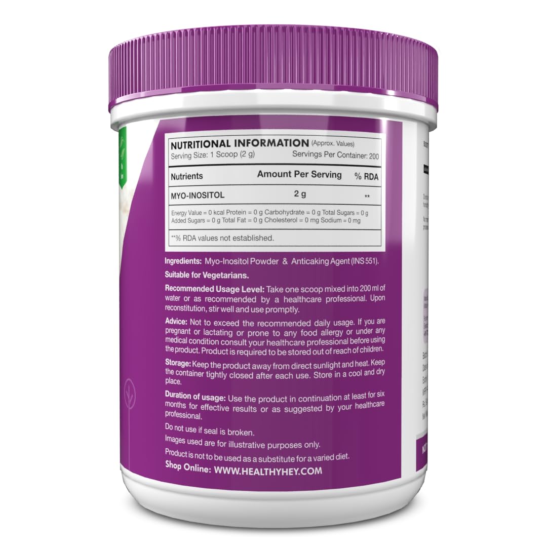 Zephivo Healthyhey Nutrition 100% Pure Myo Inositol Powder (Vitamin B8), 400gm pack
