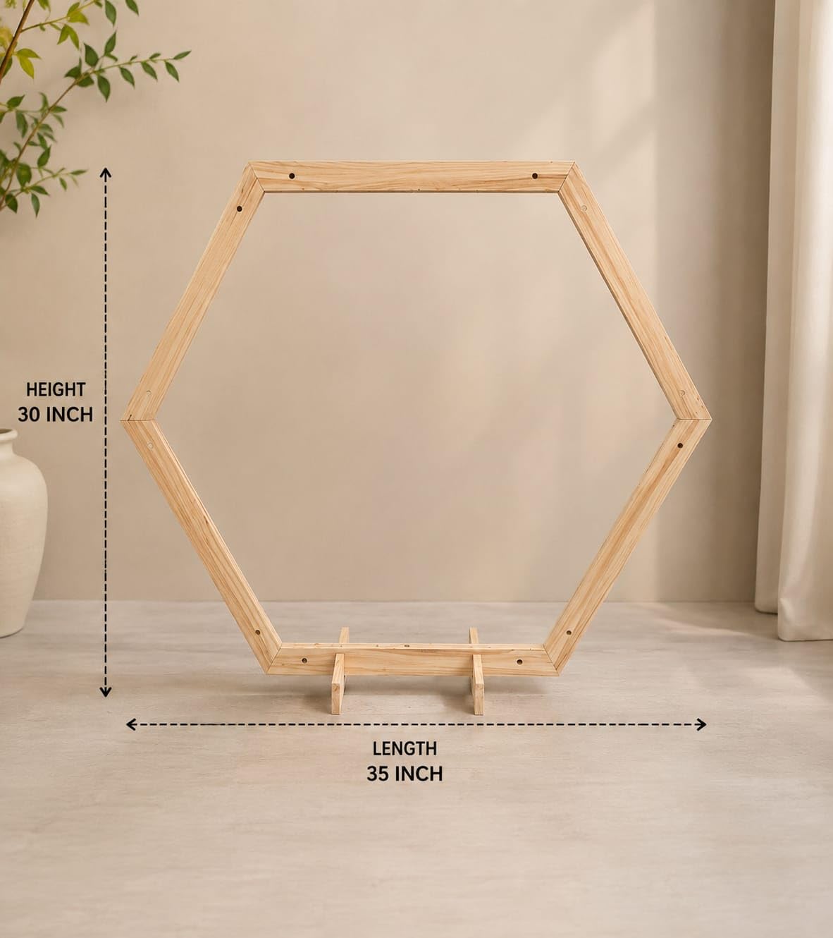 SATYAM KRAFT 1 Piece Foldable Hexagon Shape Wooden Makhar Mandap | Wooden Pooja Backdrop Stand for DIY Pandal & Temple | Ganpati Decoration Setup for Ganesh Chaturthi & Idol Pooja Decor, Festival