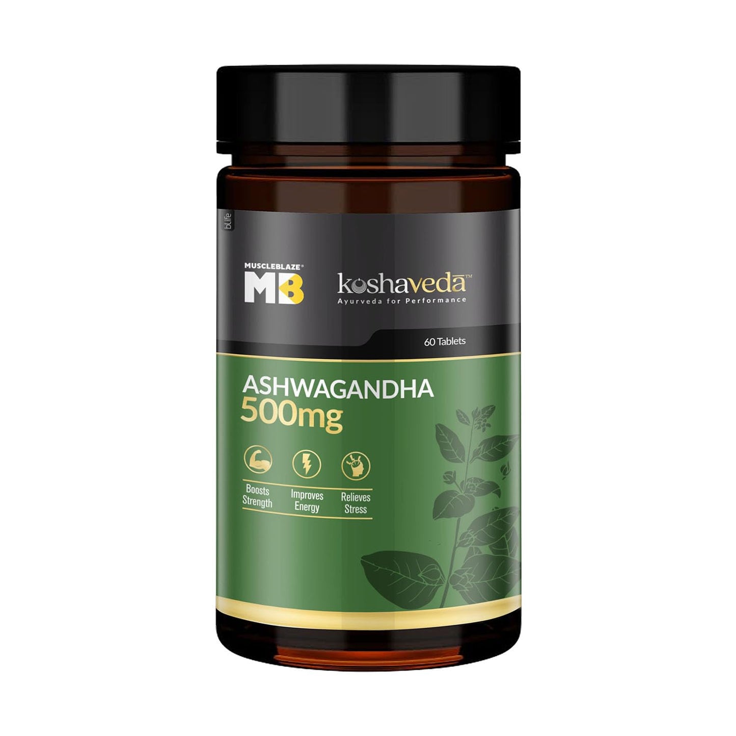 MuscleBlaze Koshaveda Ashwagandha 500mg (60 Tablets) | Ayurveda for Performance, Ayush Approved, High Strength Potent Formula | Boost Muscle Mass & Strength, Enhance Immunity
