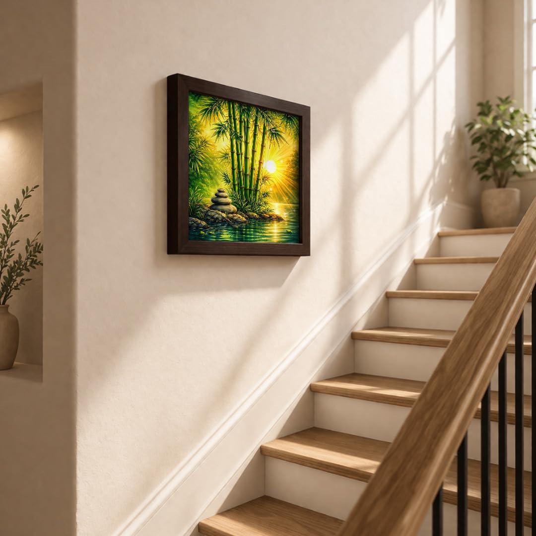 Bamboo Forest Vastu Calm Zen Nature Harmony Green Serenity Tranquil Framed Poster Artwork Decor Painting