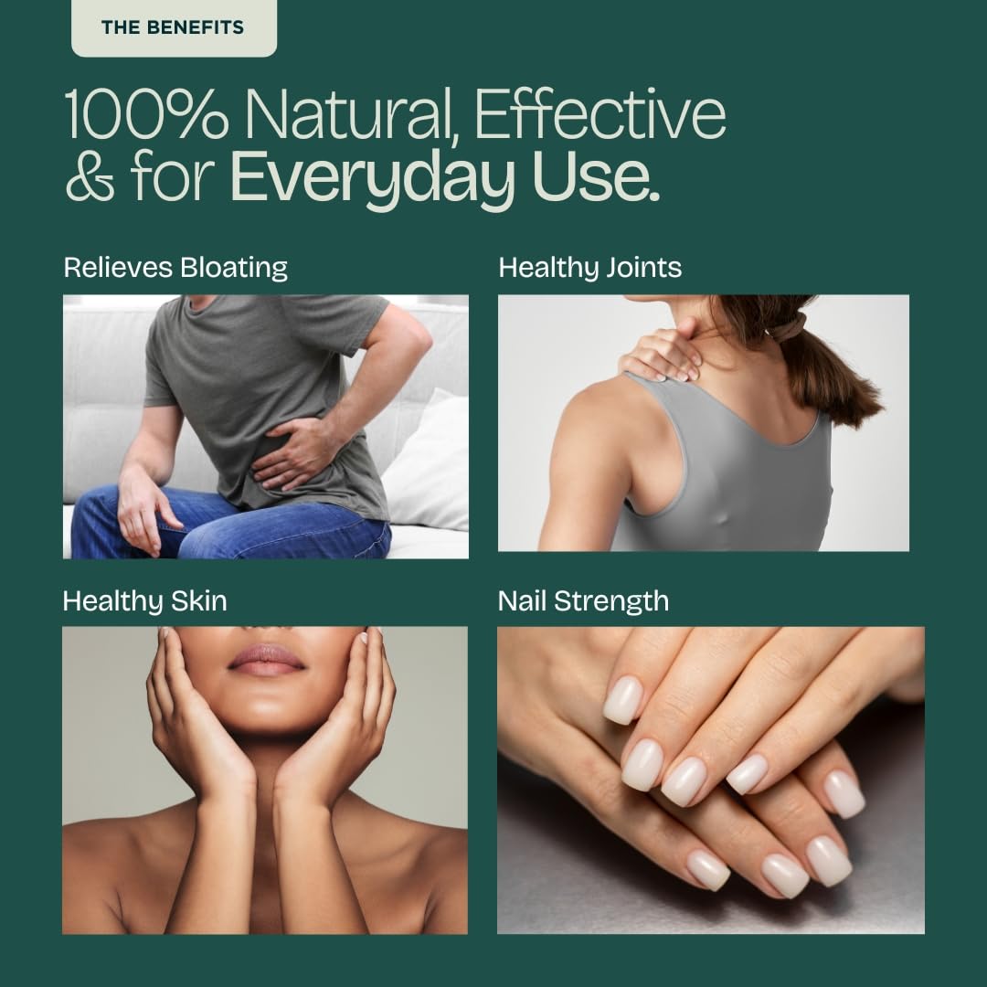 Product advertisement highlighting benefits for everyday use with images of people experiencing relief.