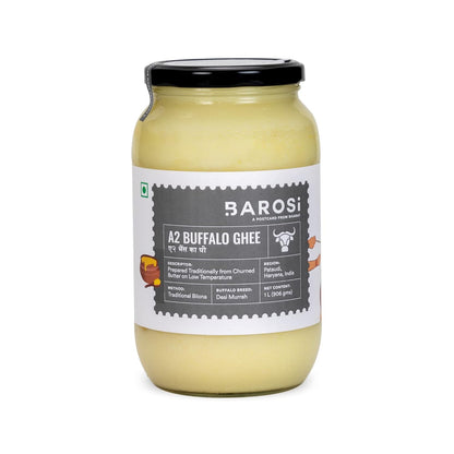 Barosi Premium Buffalo Ghee | Vedic Bilona Method | Churned From Curd | Pure & Natural | Farm Made In Small Batches | Glass Jar Packing