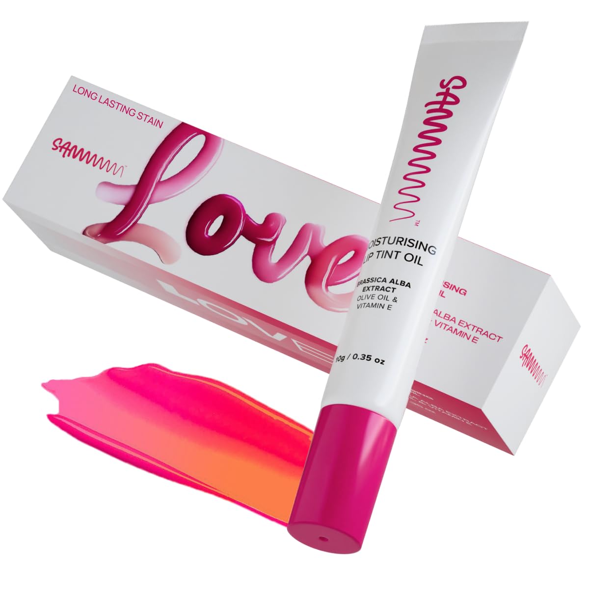 Sammmm LOVE Moisturizing Lip Tint Oil(10g) | pH Reactive Lip Oils with Natural, Glossy Pink Finish | Long-Lasting And Non-Sticky Liptint Infused with Olive Oil & Vitamin E | Formulated for Young Skin