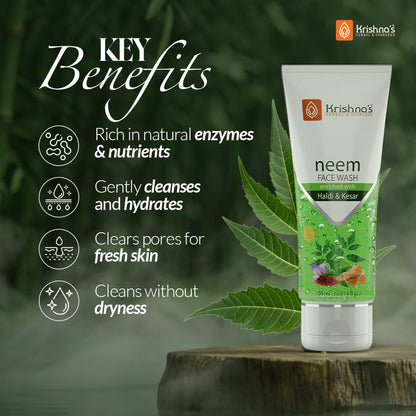 Krishna's Neem Face Wash - 100 ml | Ayurvedic expert for Acne & Pimples | Goodness of Neem, Turmeric & Saffron