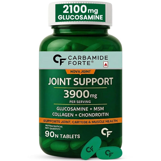 Carbamide Forte Glucosamine Tablets For Joint Support Supplement with Collagen & Glucosamine Chondroitin MSM | Joint Cartilage Support & Muscle Health | Joint Pain Tablets - 90