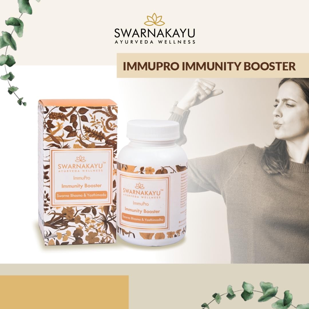 Swarnakayu 24k Gold Bhasma Immunity Booster, India's Exclusive Ayurvedic Wellness Product, Helps Boost Body's Natural Defence Mechanisms, Stamina, Strength, 100% Ayurvedic Ingredients - 30 tablets