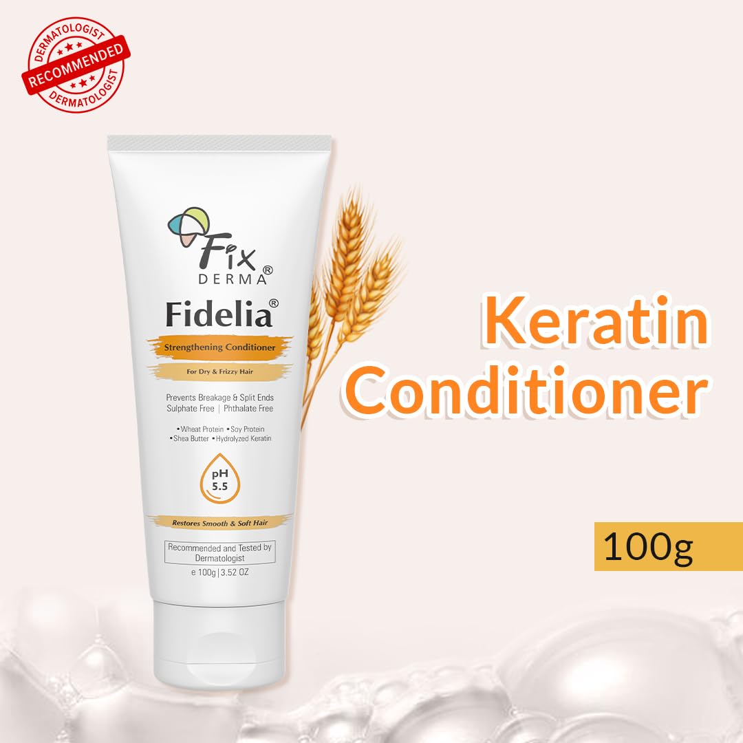 Fixderma Fidelia Strengthening Conditioner with Shea Butter & Wheat Protein for Frizzy & Dry Hair | Conditioner for Women & Men | Hair Conditioner - 100gm (Pack of 1)