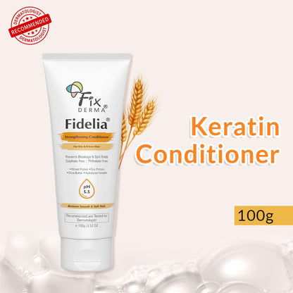 Fixderma Fidelia Strengthening Conditioner with Shea Butter & Wheat Protein for Frizzy & Dry Hair | Conditioner for Women & Men | Hair Conditioner - 100gm (Pack of 1)