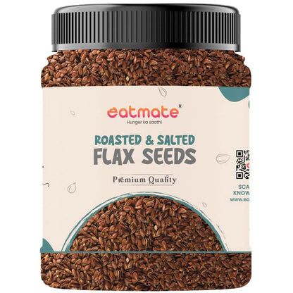 Eatmate Roasted & Salted Flax Seeds | Omega 3, High Fiber & Protein Rich Alsi Seeds | Gluten Free Healthy Snack for Daily Diet | Natural Vegetarian Seeds for Hair, Skin & Heart Health