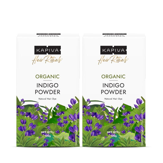 Kapiva Indigo Powder for Black Hair 100g (Pack of 2) | 100% Natural & Organic | Ayurvedic Colorant for Black/Brown Hair | Chemical-Free Herbal Powder for Hair Coloring