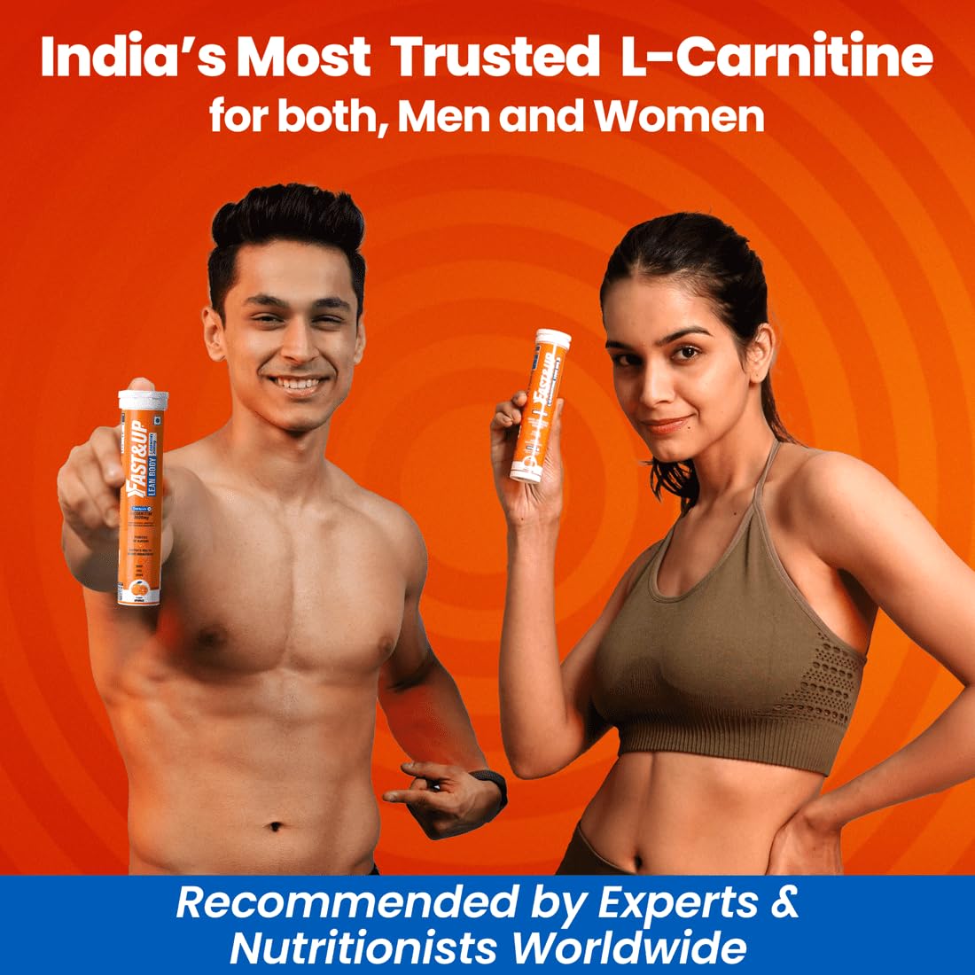 FAST&UP L-Carnitine 2000Mg Effervescent Tablets|Premium Carnipure® Carnitine Supplement|Helps Convert Fat Into Energy, Supports Weight Loss, Fat Burn & Lean Muscle|Orange Flavour, 20 Tabs (Pack of 1)