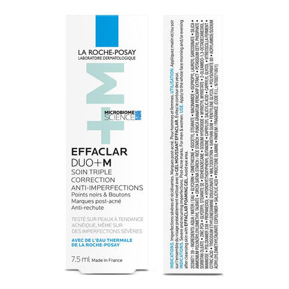 La Roche-Posay Effaclar DUO+M skincare product packaging on a white background