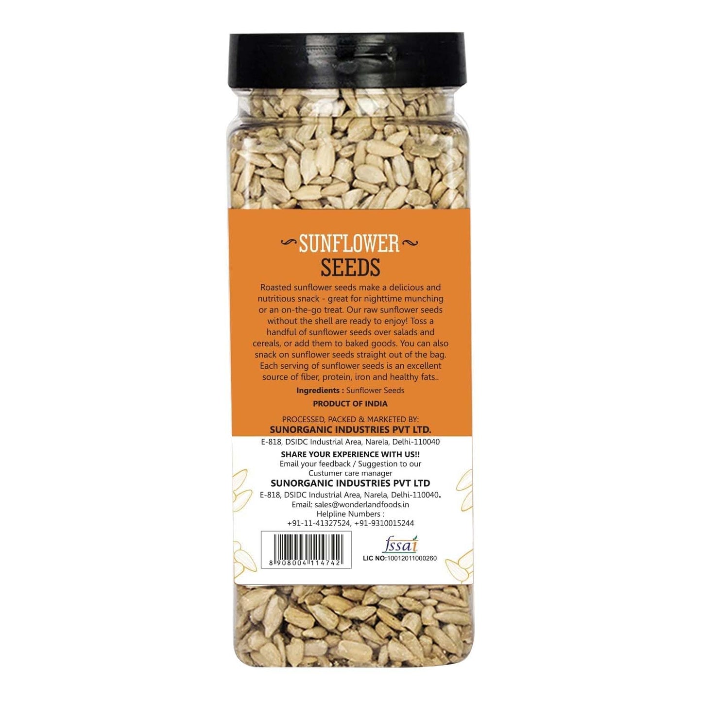 Wonderland Foods 200g Roasted Premium Sunflower Seeds Jar | Surajmukhi Seeds Full of Protein, Vitamin-E, Antioxidants & Fibre | Plant-Based Protein for Weight Management | Rich In Magnesium