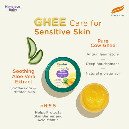 Himalaya Baby Cream with Pure Cow Ghee & pH5.5 (50ml)| Moisturizes & nourishes Skin All Day Long | for Dry and Sensitive Skin