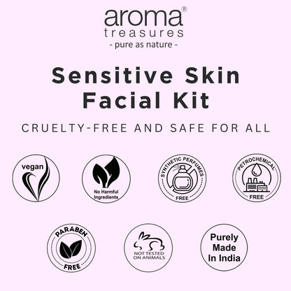 Aroma Treasures Sensitive Skin Soothing Facial Kit, 7-Step Spa Experience with Lavender, Chamomile, Calendula & Niacinamide, Hydrating & Brightening Skincare for Sensitive Skin, 48g/ml