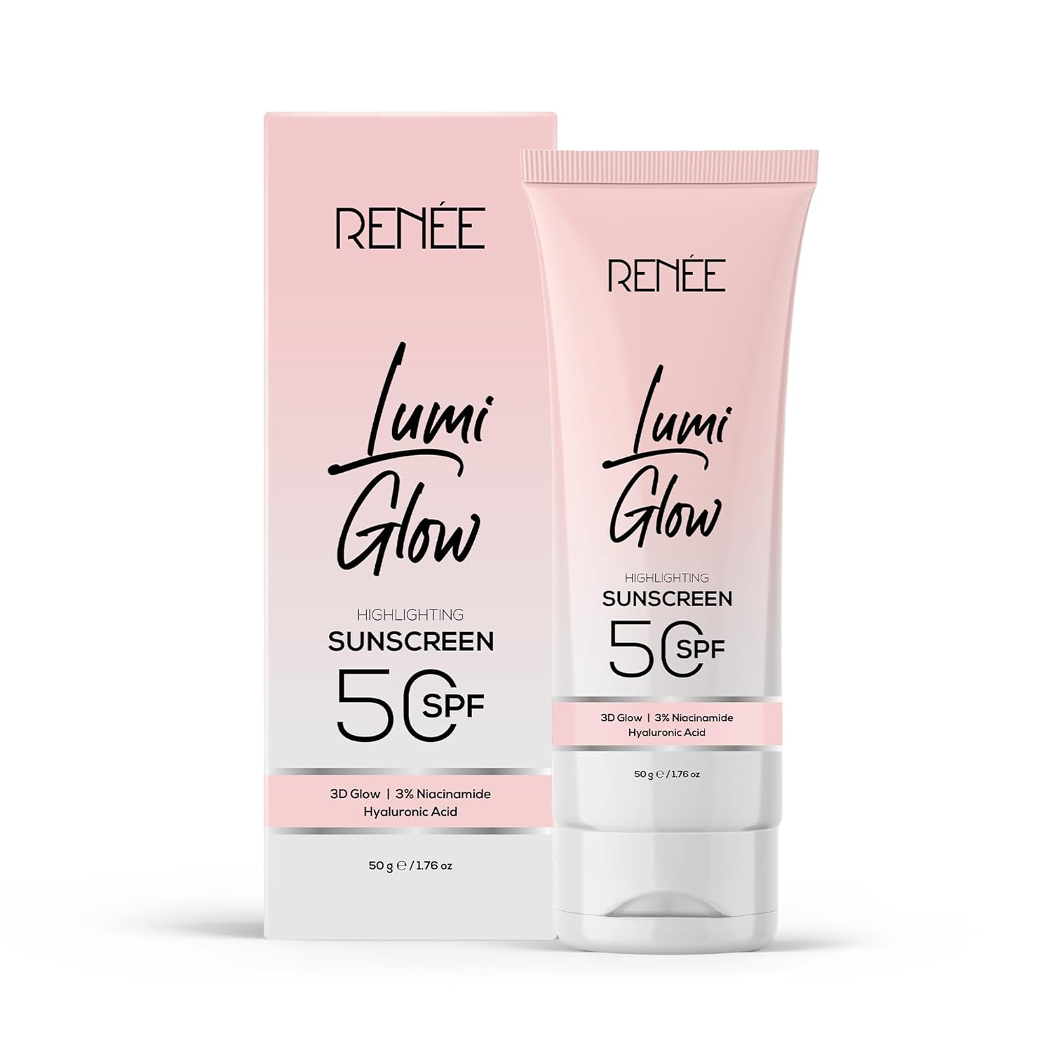 REÞne Lumi Glow Sunscreen SPF 50 packaging on a white background