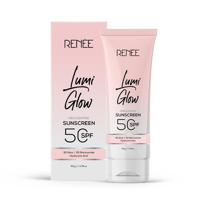 REÞne Lumi Glow Sunscreen SPF 50 packaging on a white background