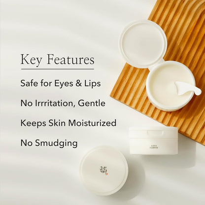 Cosmetic products with key features listed on a white background