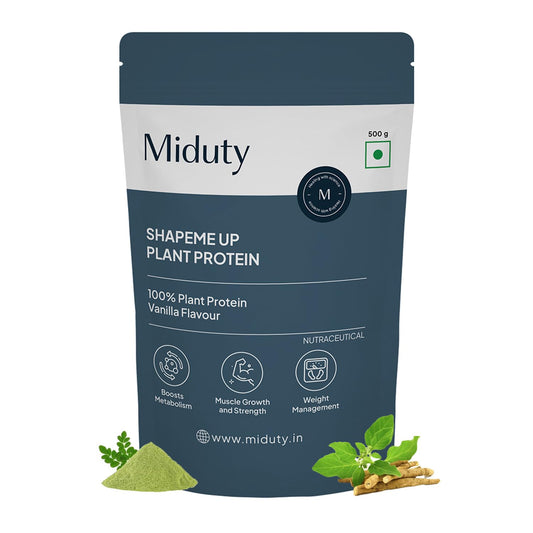 Zephivo Miduty by Palak Notes ShapeME Up Plant Protein - Vanilla Flavour - 1 Billion Probiotics - Vegan Protein Shake for Lean Weight Loss - Protein Powder - Effective Weight Management - 500gm