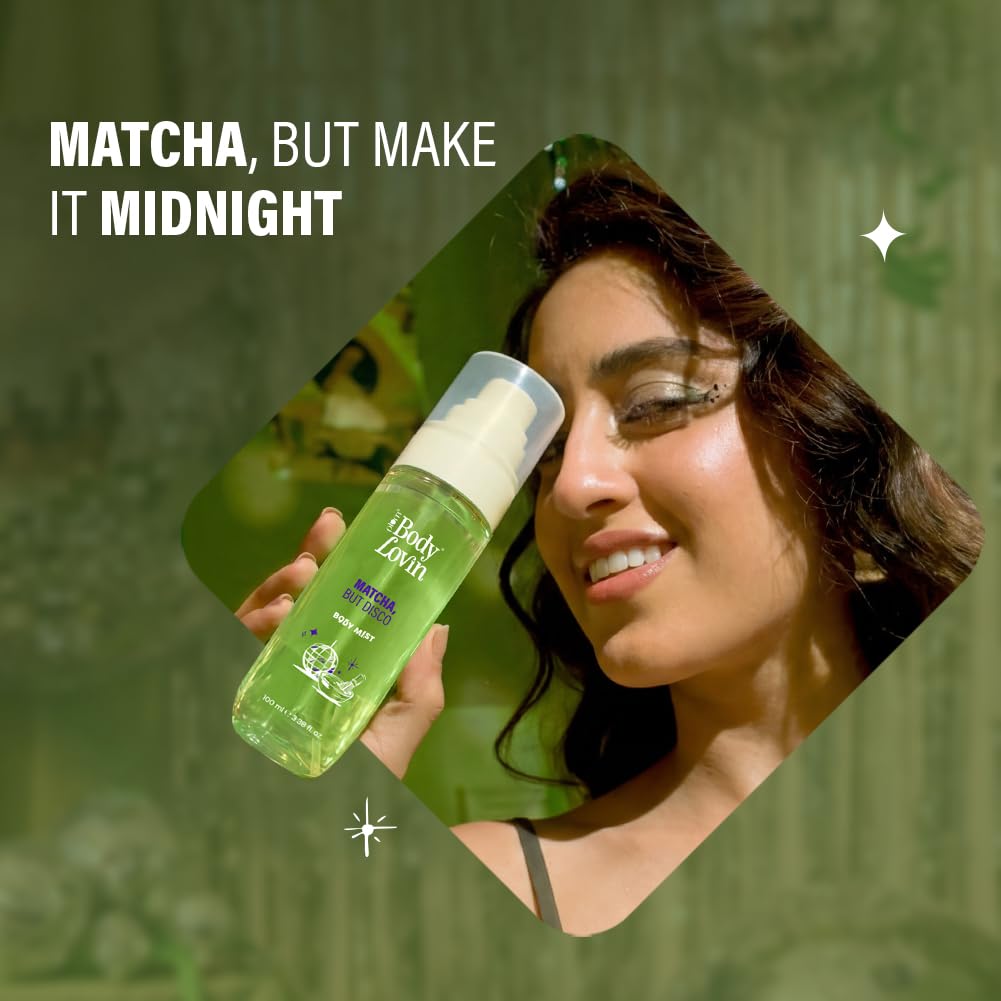 Plum BodyLovin’ Matcha, But Disco Body Mist | Zen Matcha Meets Groovy Vanilla | Long-Lasting | Lactonic Matcha Fragrance | With Notes Of Matcha, Lactonic & Creamy Vanilla | 100 ml