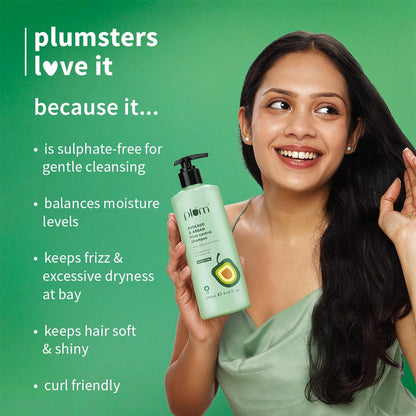 Plum Avocado & Argan Frizz Control Shampoo | for Curly, Wavy & Frizzy Hair | Sulphate & Parabens Free | with Aloe Vera Extract | Reduces Frizz, Retains Moisture & Conditions Strands | 250ml