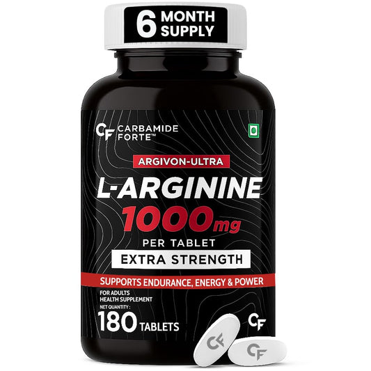 Carbamide Forte L Arginine 1000mg Tablets | L Arginine Tablet Supplement for Men & Women | Nitric Oxide Booster | Supports Blood Flow, Oxygen Delivery & Workout Performance | Veg 180 Tablets