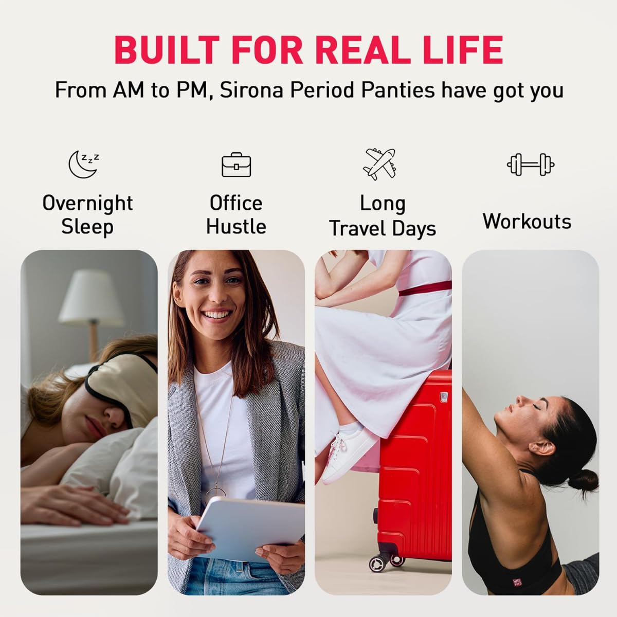 Sirona Disposable Period Panty for Girls & Women |S-M | Pack of 5 | 360° Coverage for Stress Free Periods | Leakage Protection for Heavy Flow | Rash Free | Super Absorbent with Comfortable Fit