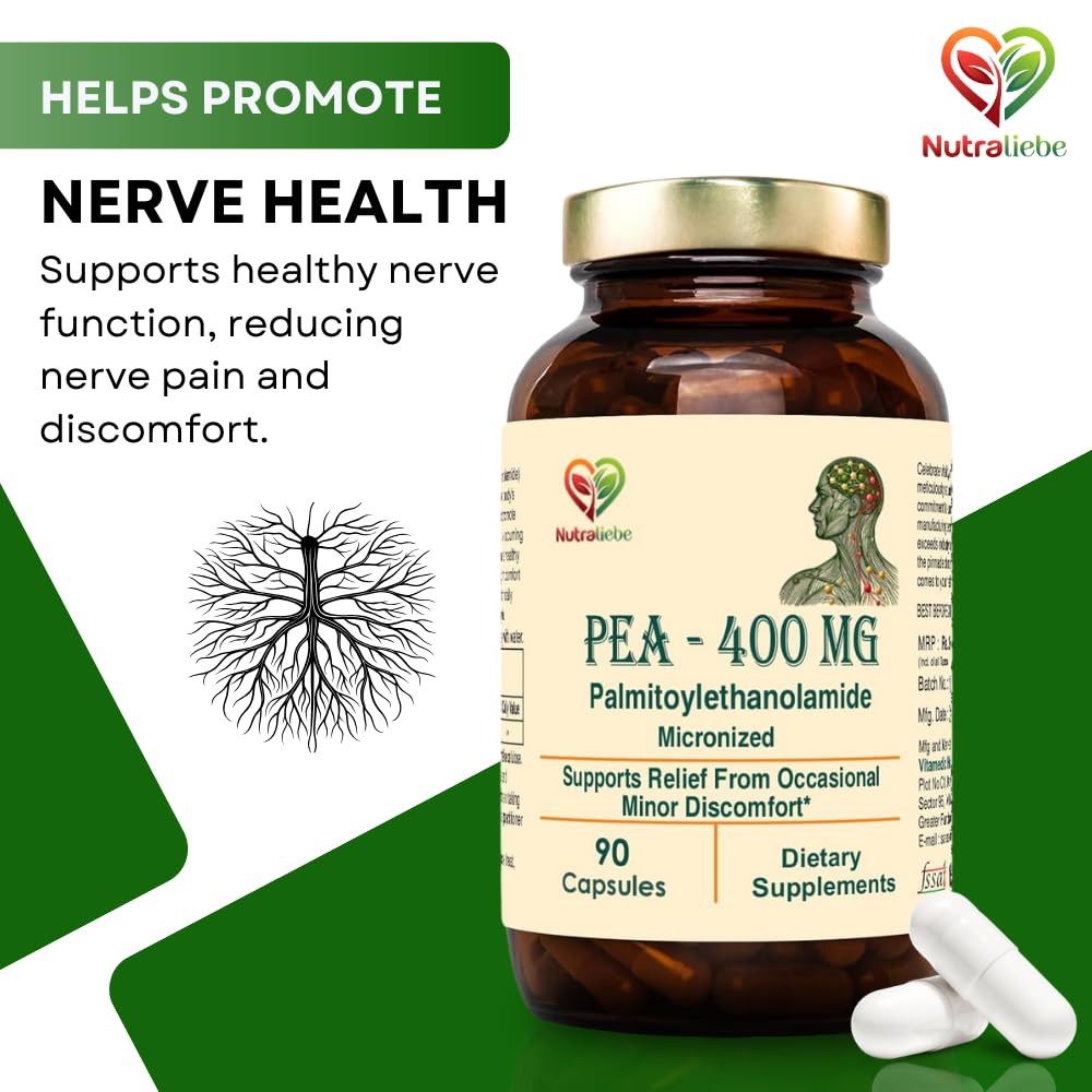 Nutraliebe PEA 400mg (Palmitoylethanolamide) – Supports Joint Comfort, Immune Response, and Nerve Health – 90 Capsules