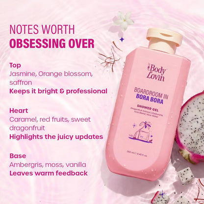 Plum BodyLovin’ Boardroom In Bora Bora Shower Gel | Hydrating & Brightening Body Wash | Dragonfruit Extract, Hyaluronic Acid Blend & Rice Water | Sweet Tropical Fragrance | 250 ml