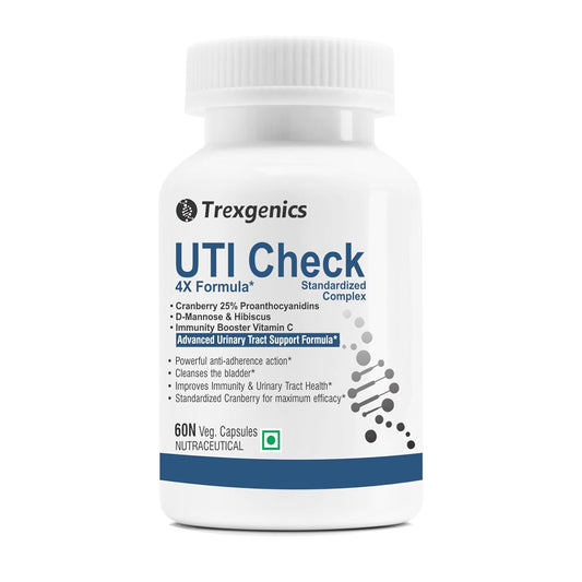 Trexgenics UTI Check supplement bottle on a white background