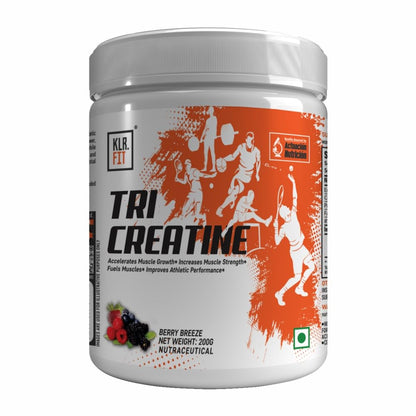 Tri Creatine Powder I Muscle Growth Supplement I 200 Gm I 40 Servings I Boosts Athletic Performance I Berry Breeze flavour
