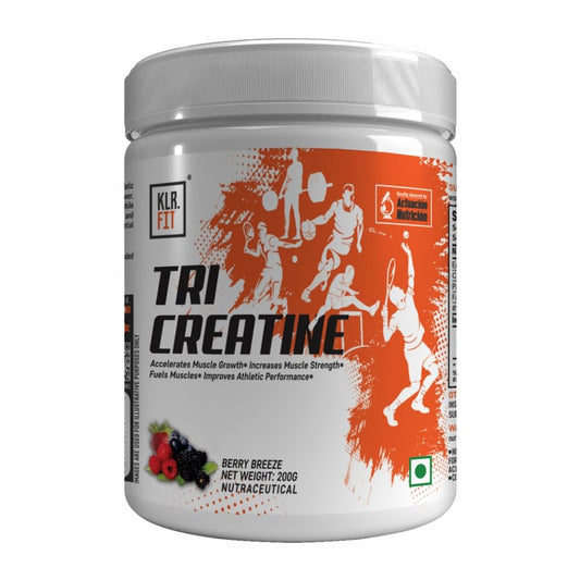 Tri Creatine Powder I Muscle Growth Supplement I 200 Gm I 40 Servings I Boosts Athletic Performance I Berry Breeze flavour