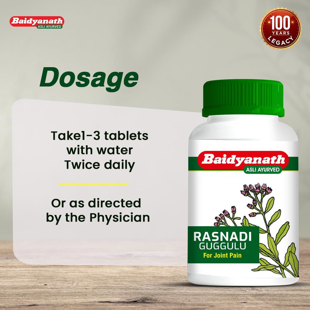 Baidyanath Rasnadi Guggulu - 80 Tablets | Ayurvedic Joint Wellness Tablets | Blend of Rasna, Giloy, Guggul, Sonth & Herbal Ingredients |
