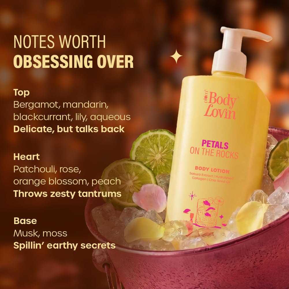 Plum BodyLovin’ Petals On The Rocks Body Lotion | Renewing & Reviving Body Lotion | Lightweight Hydration | Sakura Extract, Hydrolysed Collagen & Chia Seed Oil | Citrus Floral Fragrance | 400 ml
