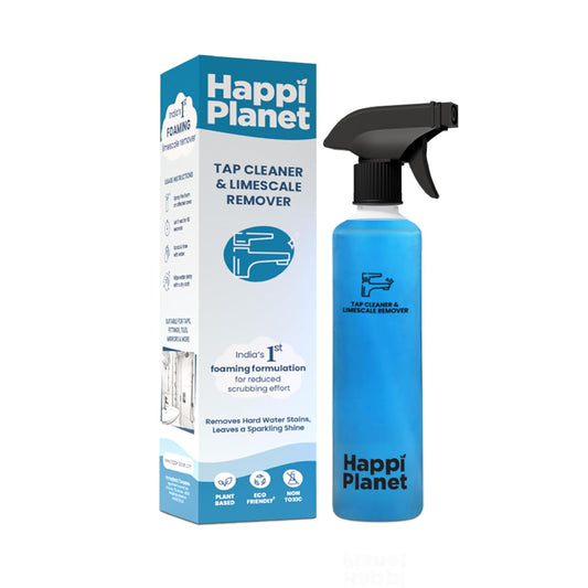 Happi Planet | Tap Cleaner & Limescale Remover | India's 1St Foaming Formulation For Reduced Scrubbing Effort | 500Ml | Suitable For Bathroom, Tap, Shower, Tiles, Mirrors | Non Toxic & Eco-Friendly
