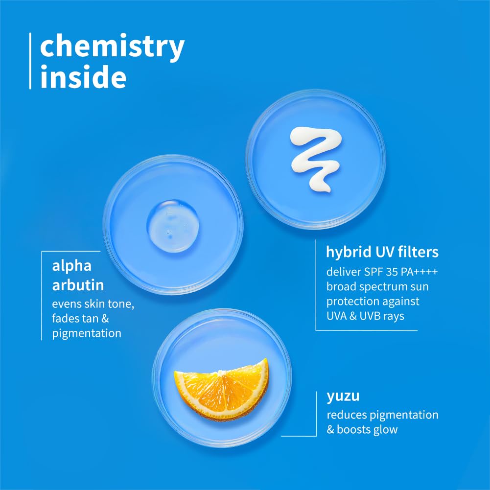 Plum Yuzu & Alpha Arbutin Weightless Fluid Sunscreen 35 PA++++  | Helps Fade Tan & Dark Spots | Ultra-light Texture | 50 gm