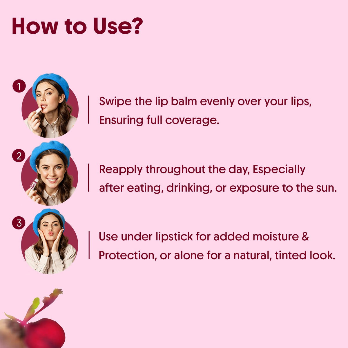Aravi Organic Beetroot Tinted Lip Balm SPF 50 PA+++ | Brightening Lip Balm for Dark Lips | Hydrates Dry & Chapped Lips | Kojic Acid, Ceramide, Peptide & Vitamin E | Men & Women | 5g
