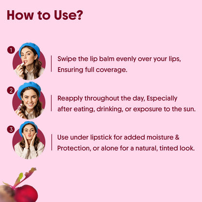 Aravi Organic Beetroot Tinted Lip Balm SPF 50 PA+++ | Brightening Lip Balm for Dark Lips | Hydrates Dry & Chapped Lips | Kojic Acid, Ceramide, Peptide & Vitamin E | Men & Women | 5g